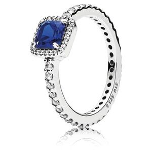 Pandora Timeless Elegance Ring Blue Crystal Size 56